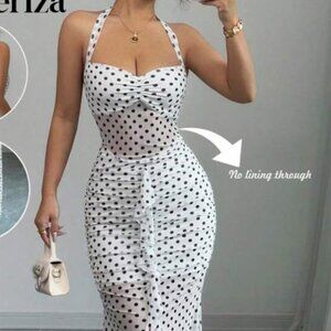 White and black Polka Dot Dress